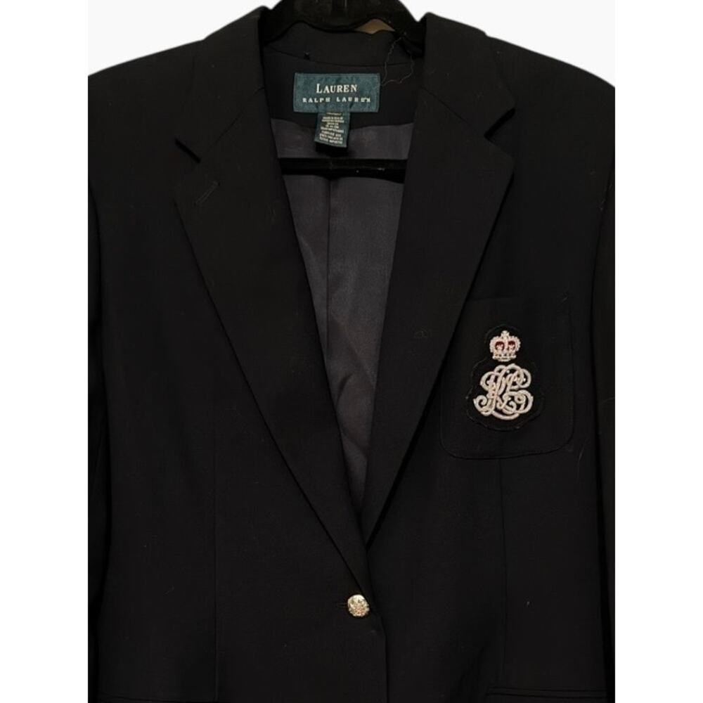 Lauren Ralph Lauren Black Crest Blazer Silver Buttons Preppy Old Money Approx XL - Picture 3 of 6